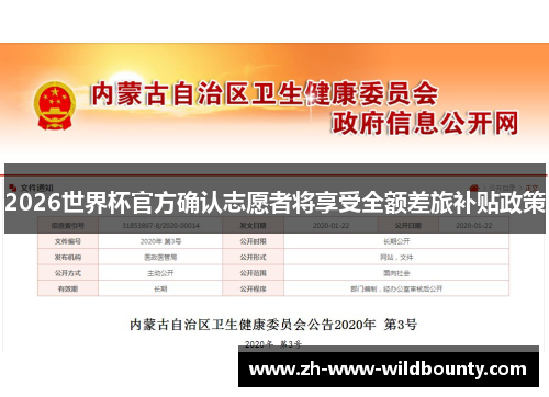 2026世界杯官方确认志愿者将享受全额差旅补贴政策